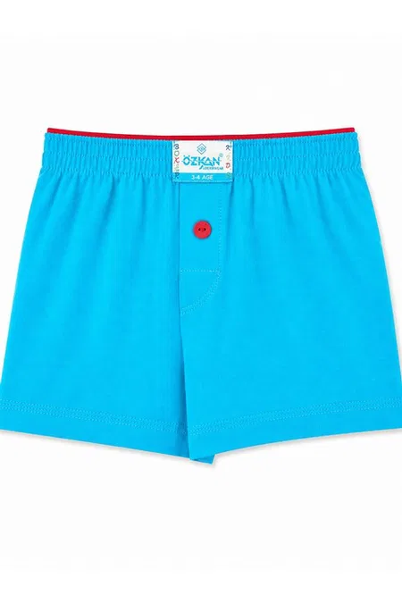 5'li Paket Erkek Çocuk %100 Pamuklu Premium Kumaş Rahat Klasik Kesim Süprem Penye Boxer Şort Külot Özkan 31223 - Mavi