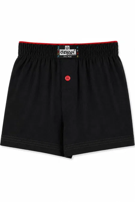 5'li Paket Erkek Çocuk %100 Pamuklu Premium Kumaş Rahat Klasik Kesim Süprem Penye Boxer Şort Külot Özkan 31223 - Siyah