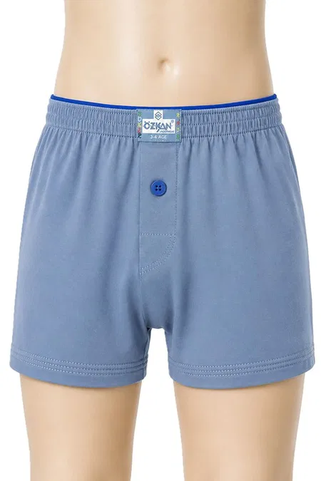 5'li Paket Erkek Çocuk %100 Pamuklu Premium Kumaş Rahat Klasik Kesim Süprem Penye Boxer Şort Külot Özkan 31223 - Turkuaz
