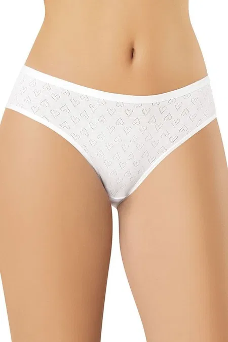 Ajurlu Transferli Pamuklu Kadın Bikini Külot Kota 5031 - Beyaz