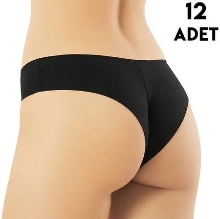 Arkası Çift Katlı Modal Kadın Bikini Külot 12'li Kota 5103 - Siyah