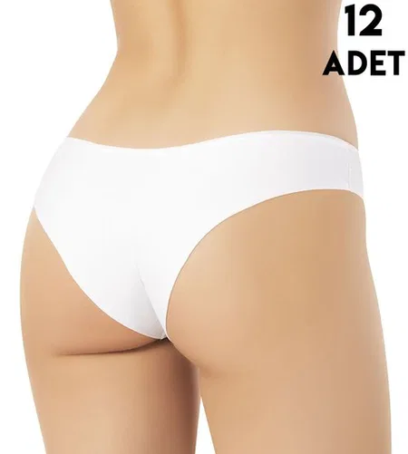 Arkası Çift Katlı Modal Kadın Bikini Külot 12'li Kota 5103 - Beyaz