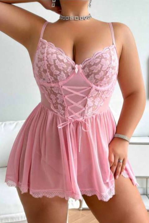 Dantelli Tek Parça Body Pembe Real Passione 13128 - 2