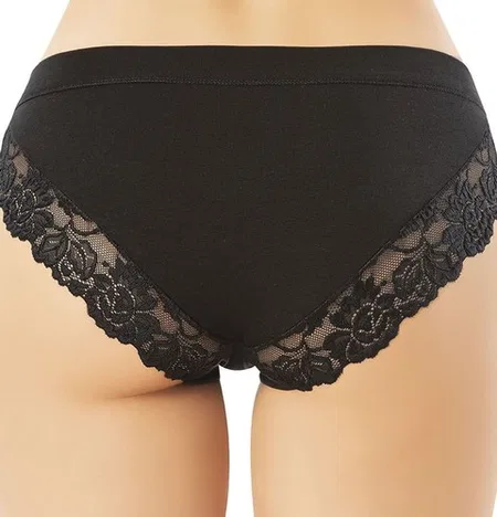 Dantel ve Biye Detaylı Modal Kadın Bikini Külot Kota 5106 - Siyah