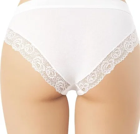 Dantel ve Biye Detaylı Modal Kadın Bikini Külot Kota 5106 - Beyaz
