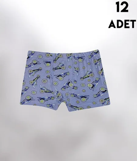 Desen Baskılı Penye Erkek Çocuk Boxer 12'li Kota 1013 - Asorti