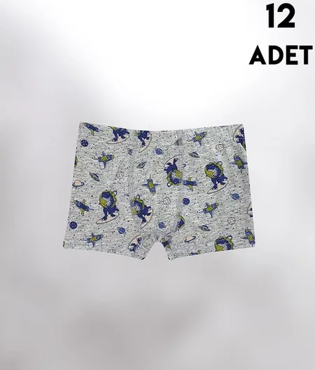 Desen Baskılı Penye Erkek Çocuk Boxer 12'li Kota 1013 - Asorti