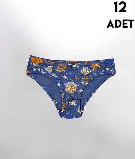 Desen Baskılı Penye Erkek Çocuk Slip Külot 12'li Kota 1018 - Asorti