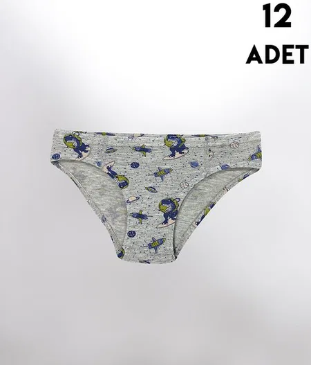 Desen Baskılı Penye Erkek Çocuk Slip Külot 12'li Kota 1018 - Asorti