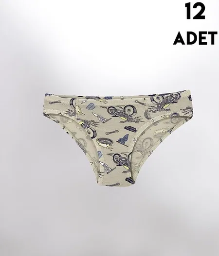 Desen Baskılı Penye Erkek Çocuk Slip Külot 12'li Kota 1018 - Asorti