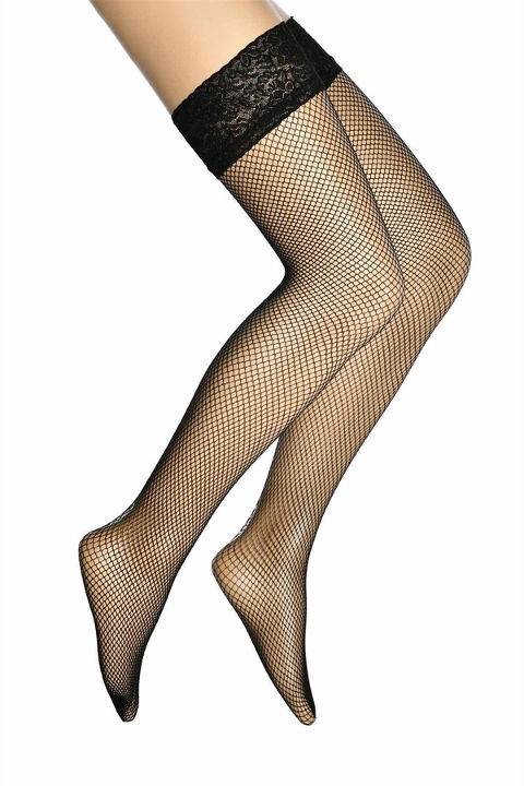 Silikonlu Dantelli File Dizüstü Kadın Çorap Somon Renk Dore 10449