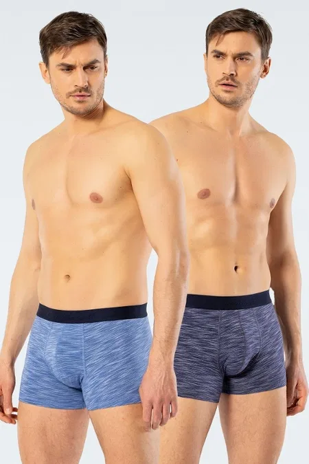 Pamuklu Elastan Erkek Boxer Cacharel 1324 - 2'li paket (lacivert & mavi)