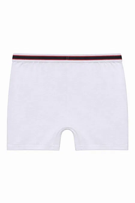 Erkek Çocuk %100 Pamuklu Esnek Yumuşak Boxer Şort 10'lu Paket Özkan 0711 - Beyaz