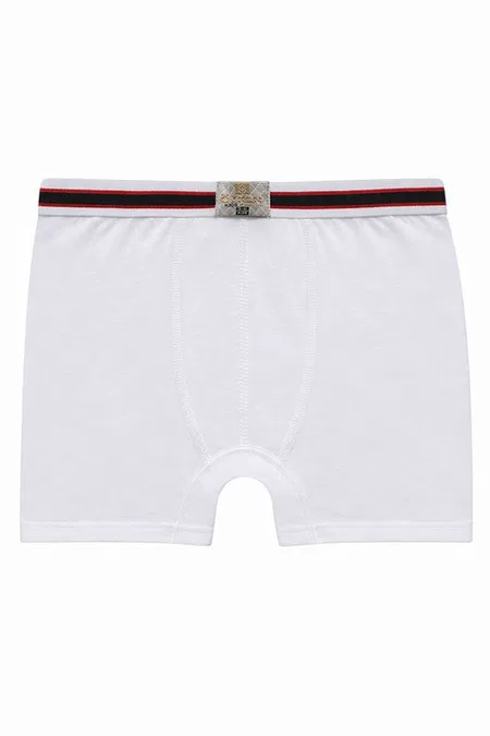 Erkek Çocuk %100 Pamuklu Esnek Yumuşak Boxer Şort 10'lu Paket Özkan 0711 - Beyaz