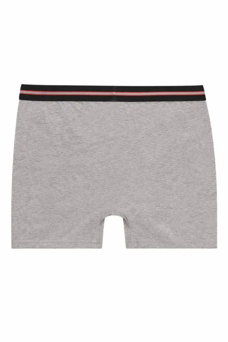 Erkek Çocuk %100 Pamuklu Esnek Yumuşak Boxer Şort 10'lu Paket Özkan 0711 - Gri Melanj