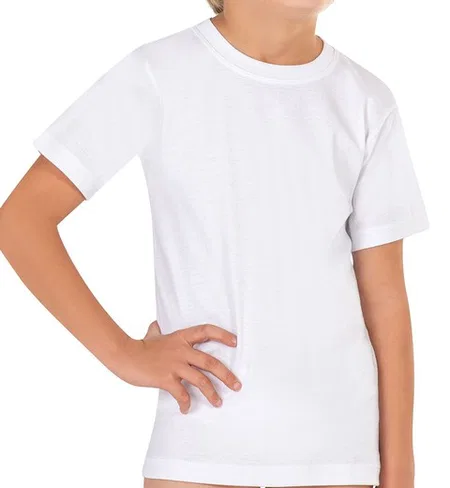 Erkek Çocuk %100 Pamuklu Ribana Fanila 10'lu Paket Yarım Kol Kapalı Yaka T-shirt Özkan 0706-P010 - Beyaz