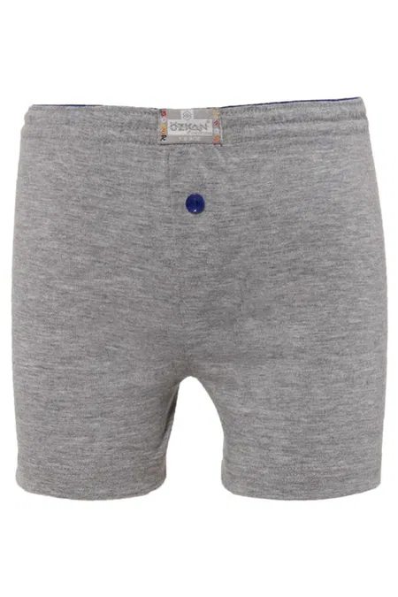 Erkek Çocuk %100 Pamuklu Süprem Penye Premium Kumaş Birinci Sınıf A Kalite Boxer Şort Özkan 31223 - Gri Melanj