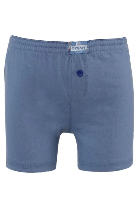 Erkek Çocuk %100 Pamuklu Süprem Penye Premium Kumaş Birinci Sınıf A Kalite Boxer Şort Özkan 31223 - Mavi
