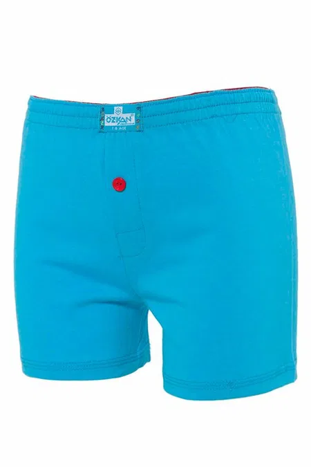 Erkek Çocuk %100 Pamuklu Süprem Penye Premium Kumaş Birinci Sınıf A Kalite Boxer Şort Özkan 31223 - Turkuaz