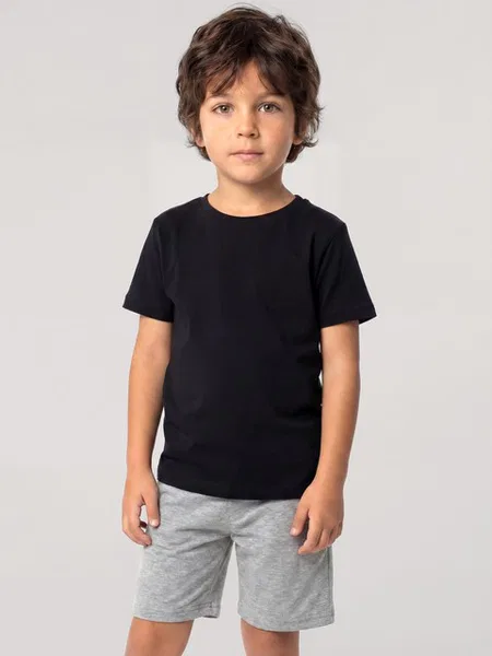 Erkek Çocuk Siyah Kısa Kollu Şortlu Pijama Takımı Akbeniz 20759 - Siyah