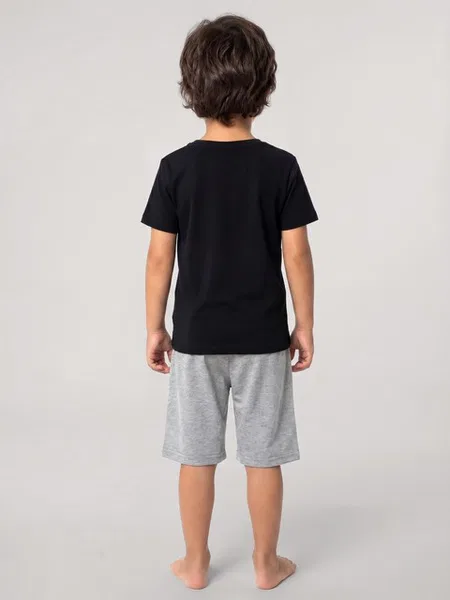 Erkek Çocuk Siyah Kısa Kollu Şortlu Pijama Takımı Akbeniz 20759 - Siyah