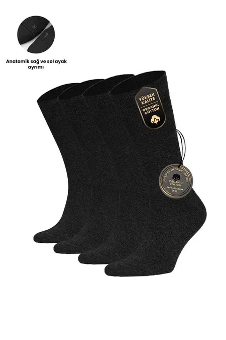Erkek Dört Mevsim Organik Dörtlü Soket Çorap Mısırlı ESKT000129 - Antrasit