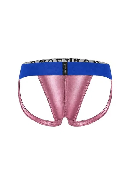 Erkek Fantezi Arkası Açık Pembe Deri Jockstrap Darkzone DZ-1401-11-S - Görsel