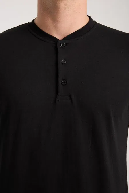 Erkek Füme Düğmeli Yaka Kısa Kollu Pijama Takımı Akbeniz 6878 - Füme