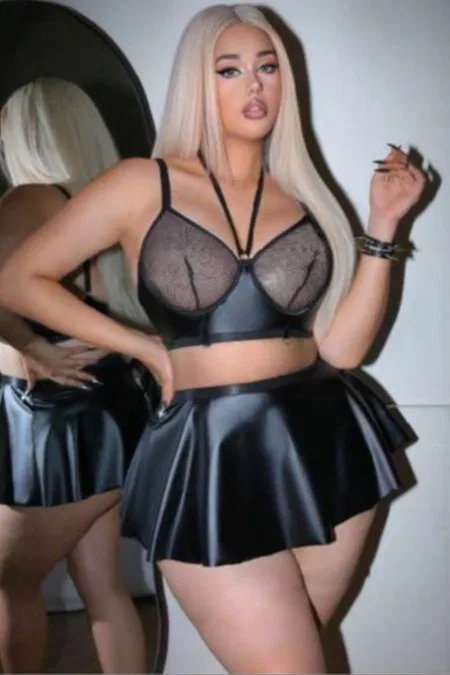 File Detaylı Büyük Beden Fantezi Body Somon Real Passione 40025 - Siyah