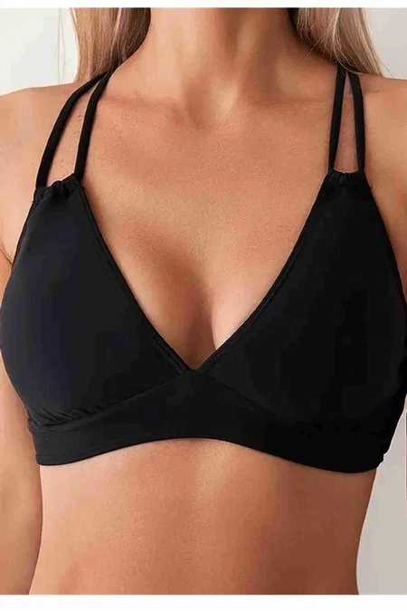 İki Ayarlanabilir Askılı Bikini Üstü (Çıkartılabilir Kaplı) Siyah Angelsin MS43919-Siyah - Siyah