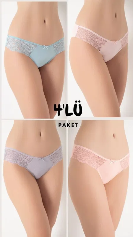 Kadın Dantelli Külot 4'lü Paket Confeo C804-003 - Asorti3