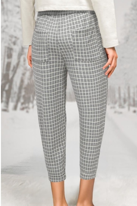 Ekose Desenli Düğmeli Kısa Paça Kadın Pijama Altı Doreanse 4086 - 2