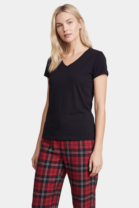 Pamuklu Ekoseli Kırmızı Kadın Pijama Takımı Türen 3618