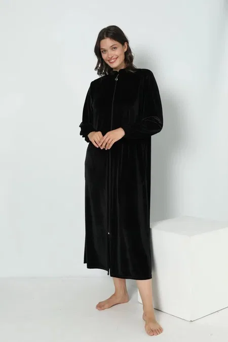 Kadın Kadife Namaz Elbisesi Confeo C840-609 - Siyah