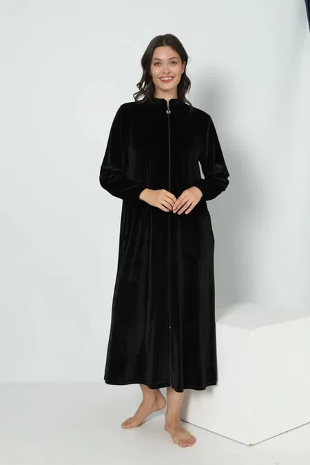 Kadın Kadife Namaz Elbisesi Confeo C840-609 - Siyah