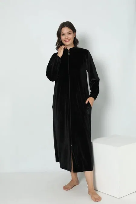 Kadın Kadife Namaz Elbisesi Confeo C840-609 - Siyah