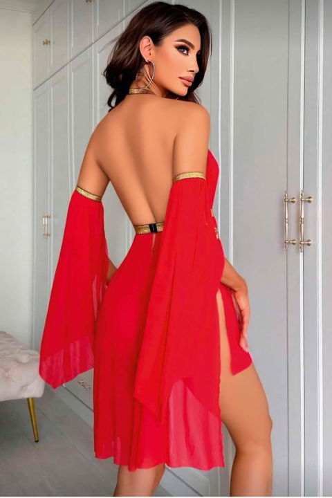 Kırmızı Tül Detaylı Oryantal Kostüm Ruselin 2266 - 2