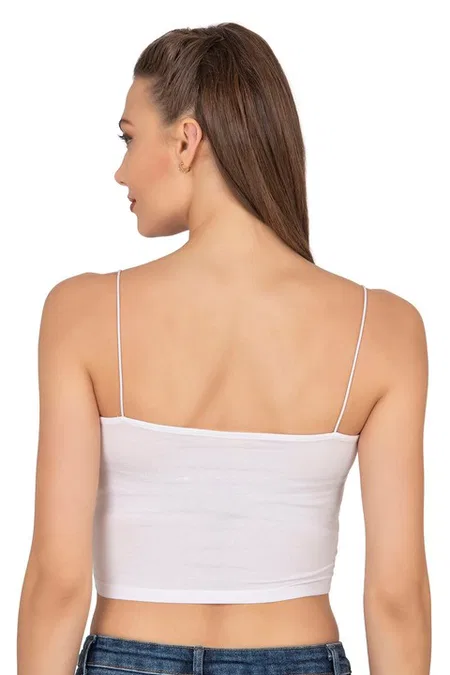 Kadın Modal Pamuklu Likralı Esnek Rahat Vücuda Oturan Spagetti Askılı Örme Crop Atlet Özkan 27370 - Beyaz
