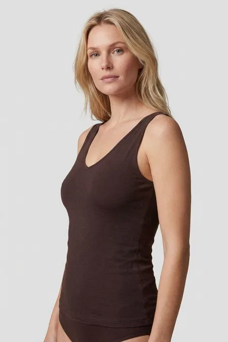 Kahverengi V Yaka Pamuklu Atlet Türen 913/Kahverengi - Kahverengi