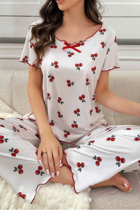 Kiraz Desen Yumuşak Pamuklu Pijama Takımı Ruselin 5128 - 2
