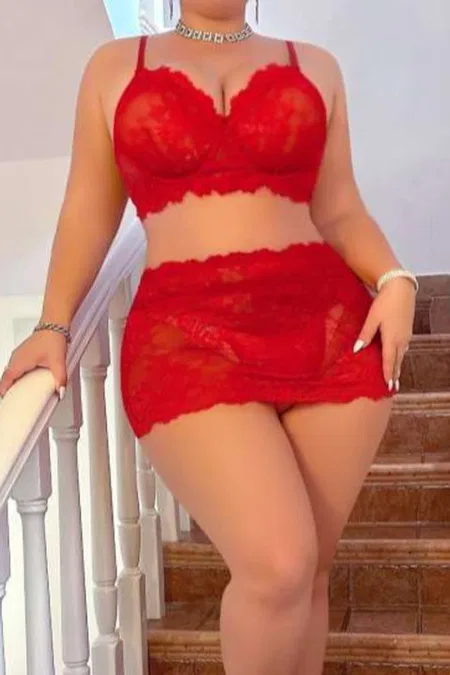 Kırmızı Büyük Beden Dantelli Fantezi Sütyen Takım Real Passione 75002 - Kırmızı