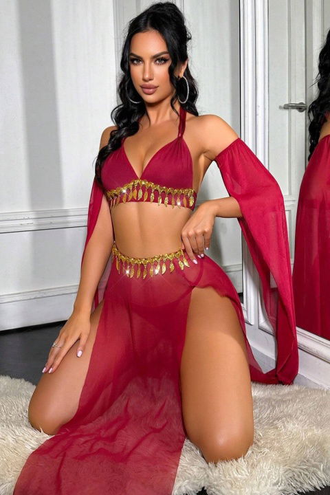 Kırmızı Harem Dansöz Oryantal Kostüm Ruselin 2271