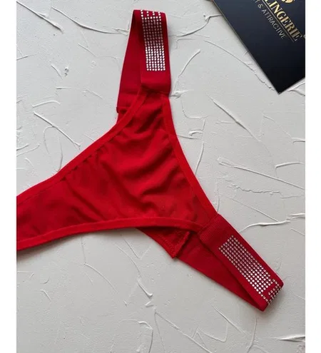 Kırmızı Işıltılı Şeritli Love Taşlı Külot Feel Lady F1016 - Kırmızı