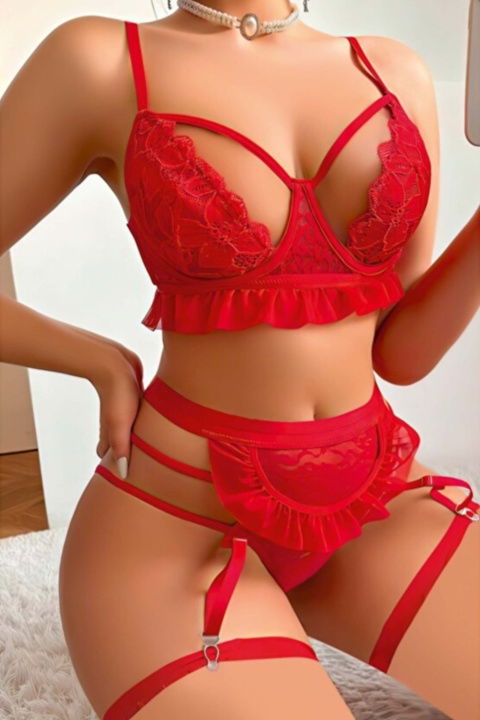 Kırmızı Dantel Bacak Bantlı Fantezi Jartiyer Ruselin 2060 - 2