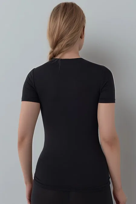 Pamuklu Nefes Alabilen Kısa Kollu T-Shirt Confeo 801 - Siyah