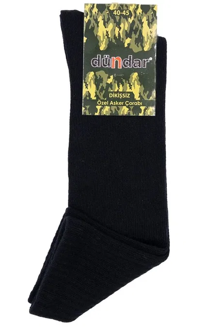 Kışlık 12'li Erkek Pamuklu Havlu Asker Çorap 40-44 Dündar 9518 - Siyah