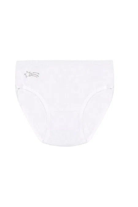 Kız Çocuk %100 Pamuklu Ribana Esnek Rahat Taş Detaylı Slip Külot 10'lu Paket Özkan 0840 - Beyaz