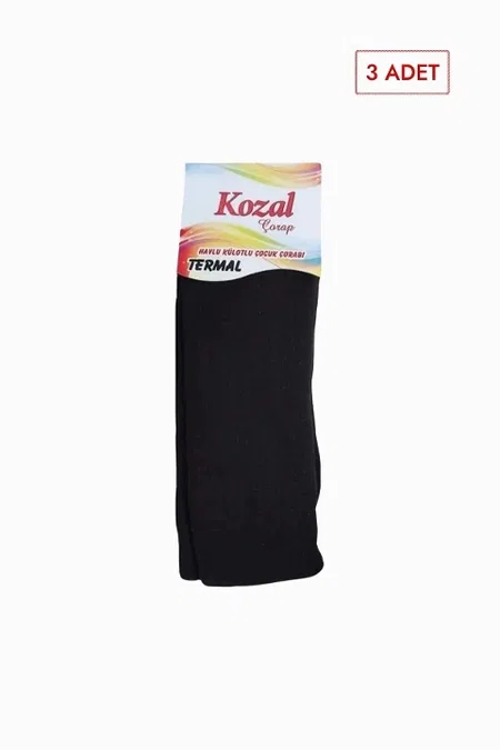Kozal 3'lü Termal Havlu Çocuk Külotlu Çorap CKOZ01441-1 Somon - Siyah