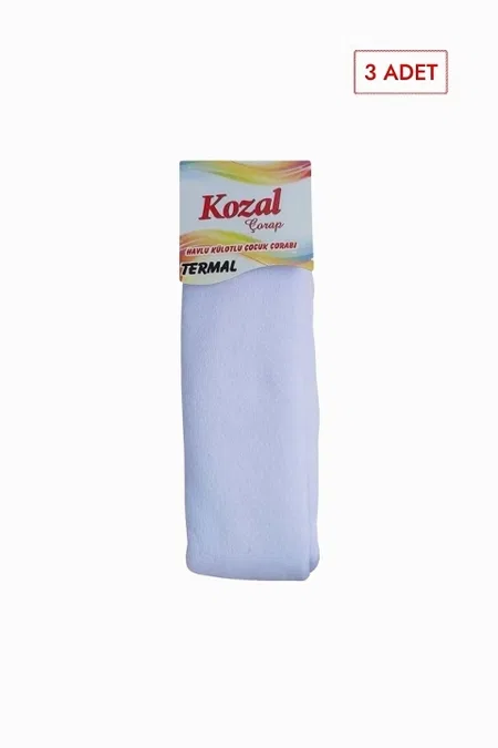 Kozal 3'lü Termal Havlu Çocuk Külotlu Çorap CKOZ01441-1 Beyaz - Beyaz