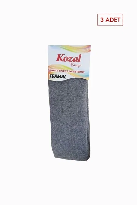 Kozal 3'lü Termal Havlu Çocuk Külotlu Çorap CKOZ01441-1 Bej - Gri